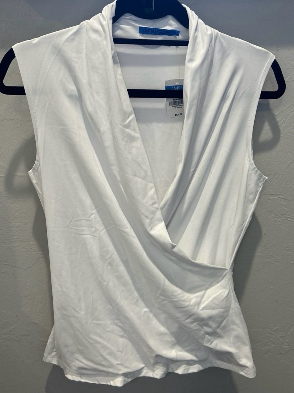 J McLaughlin white Draped Sleeveless Wrap-Front Top